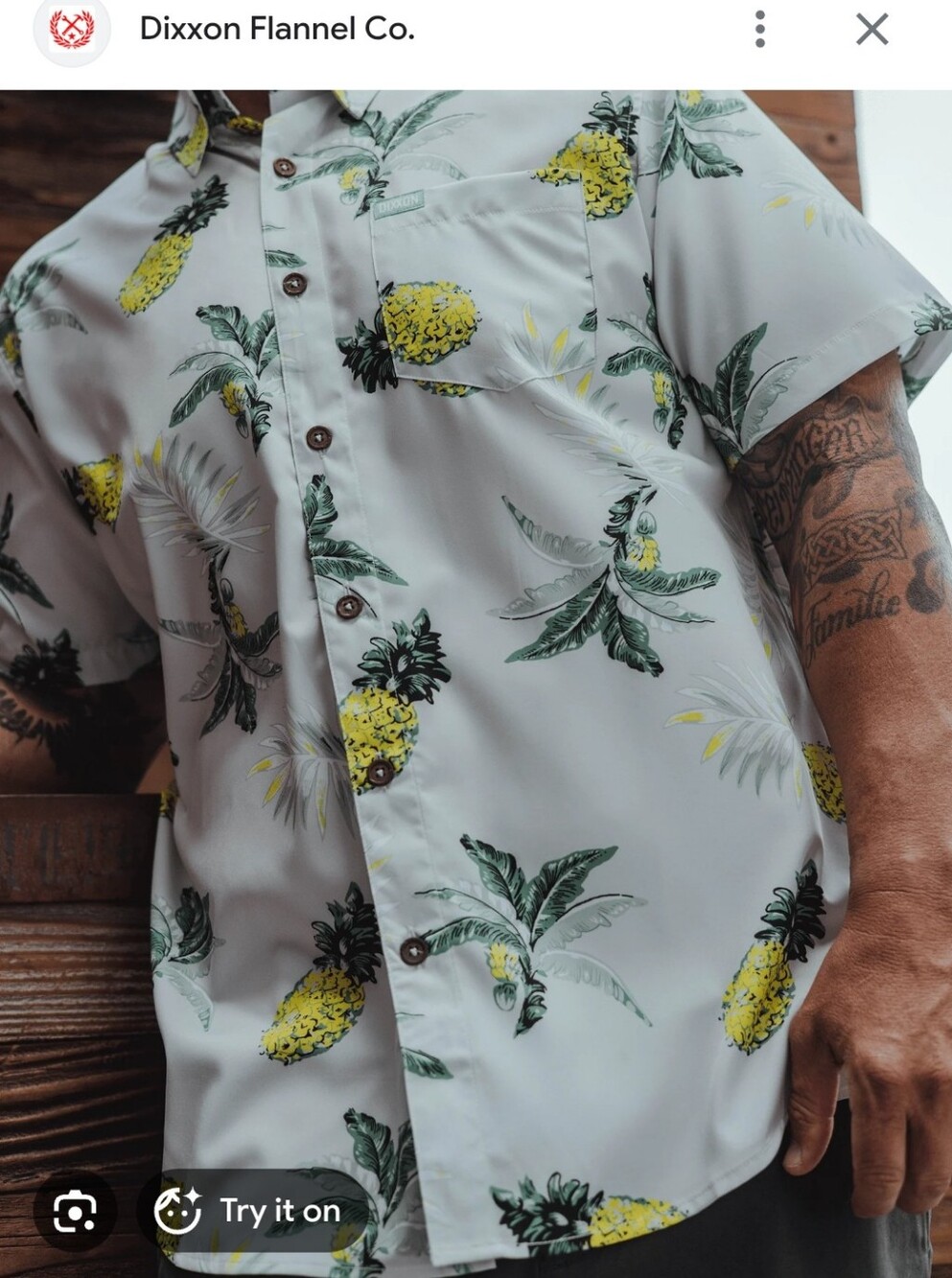 Size 4X Yellow/White/Green Pineapple Button-Up Shirt by Dixxon Flannel Co.